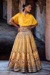 Buy_Rajdeep Ranawat_Yellow Dupion, Modal, Satin Mirrors, Zari Bethari Varsha Leela Skirt With Top _Online_at_Aza_Fashions
