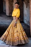 Shop_Rajdeep Ranawat_Yellow Dupion, Modal, Satin Mirrors, Zari Bethari Varsha Leela Skirt With Top _Online_at_Aza_Fashions