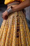 Rajdeep Ranawat_Yellow Dupion, Modal, Satin Mirrors, Zari Bethari Varsha Leela Skirt With Top _at_Aza_Fashions