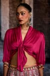 Buy_Rajdeep Ranawat_Fuchsia Dupion, Modal, Satin Tassels, Bethari Rubali Leela Skirt With Top _Online_at_Aza_Fashions