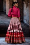 Shop_Rajdeep Ranawat_Fuchsia Dupion, Modal, Satin Tassels, Bethari Rubali Leela Skirt With Top _at_Aza_Fashions