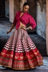 Shop_Rajdeep Ranawat_Fuchsia Dupion, Modal, Satin Tassels, Bethari Rubali Leela Skirt With Top 