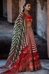 Buy_Rajdeep Ranawat_Red Dupion, Lycra, Chiffon Embroidery, Foil Bethari Leela Printed Skirt Set _Online_at_Aza_Fashions
