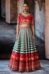 Buy_Rajdeep Ranawat_Multi Color Dupion, Lycra, Chiffon Sequins, Bethari Leela Printed Skirt Set 