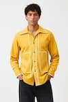 Buy_Neora By Nehal Chopra_Yellow Twill Collared Flap Shirt _at_Aza_Fashions