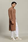 Buy_Studio Error_Rust Cotton Front Slit Cross Kurta _Online_at_Aza_Fashions