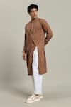 Shop_Studio Error_Rust Cotton Front Slit Cross Kurta _Online_at_Aza_Fashions