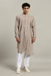 Buy_Studio Error_Gray Cotton Embroidery Layered Kurta _at_Aza_Fashions