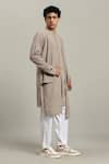Studio Error_Gray Cotton Embroidery Layered Kurta _at_Aza_Fashions