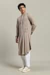 Studio Error_Gray Cotton Front Draped Kurta _Online_at_Aza_Fashions