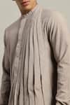 Shop_Studio Error_Gray Cotton Front Draped Kurta _Online_at_Aza_Fashions