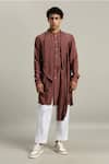 Buy_Studio Error_Rust Cotton, Silk Embroidery Draped Kurta _Online_at_Aza_Fashions