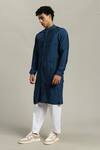 Buy_Studio Error_Blue Cotton, Silk Pintucked Detail Kurta _Online_at_Aza_Fashions