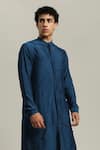 Studio Error_Blue Cotton, Silk Pintucked Detail Kurta _at_Aza_Fashions