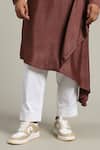 Studio Error_Rust Cotton, Silk Embroidery Side Box Draped Kurta _at_Aza_Fashions