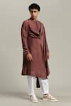 Buy_Studio Error_Rust Cotton, Silk Embroidery Side Box Draped Kurta 