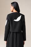 Shop_Ampm_Black Wool Embroidery Round Neck Azmi Bird Jacket _at_Aza_Fashions