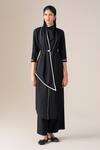 Buy_Ampm_Black Wool Piping Cowl Neck Rezan Draped Tunic And Palazzo Set _at_Aza_Fashions