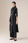 Shop_Ampm_Black Wool Piping Cowl Neck Rezan Draped Tunic And Palazzo Set _Online_at_Aza_Fashions