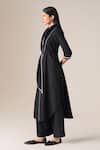 Ampm_Black Wool Piping Cowl Neck Rezan Draped Tunic And Palazzo Set _at_Aza_Fashions