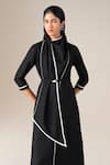 Buy_Ampm_Black Wool Piping Cowl Neck Rezan Draped Tunic And Palazzo Set 