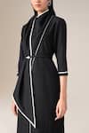 Shop_Ampm_Black Wool Piping Cowl Neck Rezan Draped Tunic And Palazzo Set 
