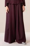 Ampm_Burgundy Wool Cut Work, Embroidery High Neck Medha Peplum Jacket And Palazzo Set _Online_at_Aza_Fashions