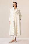 Buy_Ampm_Ivory Wool Embroidery, Cut Work Cowl Neck Seba Scalloped Hem Draped Jacket _at_Aza_Fashions