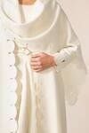 Buy_Ampm_Ivory Wool Embroidery, Cut Work Cowl Neck Seba Scalloped Hem Draped Jacket 