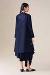 Shop_Ampm_Navy Wool Embroidery V-neck Arzu Resham Jacket _at_Aza_Fashions