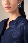 Ampm_Navy Wool Embroidery V-neck Arzu Resham Jacket _at_Aza_Fashions