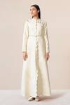 Buy_Ampm_Ivory Wool Embroidery, Cut Work High Nahid Paan Motif Abaya Jacket With Belt _Online_at_Aza_Fashions