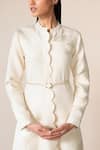 Buy_Ampm_Ivory Wool Embroidery, Cut Work High Nahid Paan Motif Abaya Jacket With Belt _Online
