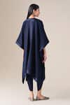 Shop_Ampm_Navy Wool V-neck Adarah Cape And Dhoti Pant Set _at_Aza_Fashions