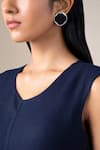 Ampm_Navy Wool V-neck Arzu Asymmetric Draped Dress With Belt _Online_at_Aza_Fashions