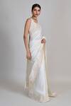 Mishru_Ivory Silk, Tulle, Shantoon Embroidery, Sequins Square Nysa Saree With Blouse _at_Aza_Fashions