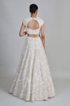 Shop_Mishru_Ivory Tulle, Organza Applique, Sequins, Beads Emma Embroidered Lehenga Set _at_Aza_Fashions