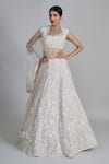 Buy_Mishru_Ivory Tulle, Organza Applique, Sequins, Beads Emma Embroidered Lehenga Set _at_Aza_Fashions
