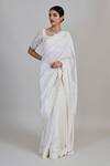 Buy_Mishru_Ivory Chanderi, Tulle Sequins, Embroidery Square Neck, Rumi Saree With Blouse _at_Aza_Fashions