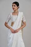 Buy_Mishru_Ivory Chanderi, Tulle Sequins, Embroidery Square Neck, Rumi Saree With Blouse _Online_at_Aza_Fashions