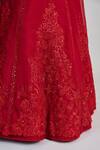 Mishru_Red Organza, Tulle Embroidery, Sequins, Zari, Applique Keya Lehenga Set _at_Aza_Fashions