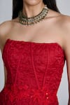 Buy_Mishru_Red Organza, Satin Applique, Embroidery Ciara Peplum Corset With Draped Skirt _Online_at_Aza_Fashions
