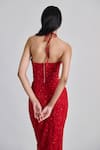 Buy_Mishru_Red Tulle Sequins, Embroidery, Beads Halter Neck Amira Top And Skirt Set _Online_at_Aza_Fashions