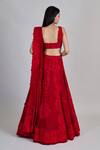 Shop_Mishru_Red Organza, Tulle, Chiffon Embroidery, Sequins Square Neck Roselle Lehenga Set _at_Aza_Fashions