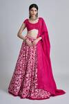 Buy_Mishru_Fuchsia Tulle, Organza, Silk Sequins, Beads, Embroidery, Zari Celia Lehenga Set _at_Aza_Fashions