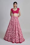 Buy_Mishru_Fuchsia Tulle, Organza, Silk Sequins, Beads, Embroidery, Zari Celia Lehenga Set _Online_at_Aza_Fashions