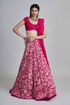 Shop_Mishru_Fuchsia Tulle, Organza, Silk Sequins, Beads, Embroidery, Zari Celia Lehenga Set _Online_at_Aza_Fashions
