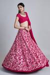 Mishru_Fuchsia Tulle, Organza, Silk Sequins, Beads, Embroidery, Zari Celia Lehenga Set _at_Aza_Fashions