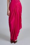 Mishru_Fuchsia Silk, Tulle Embroidery Sweetheart Neck Zin Pre-draped Saree With Blouse _Online_at_Aza_Fashions