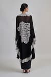 Shop_Mishru_Black Tulle, Satin Embroidery, Beads, Sequins Open Lea Cape Draped Skirt Set _at_Aza_Fashions